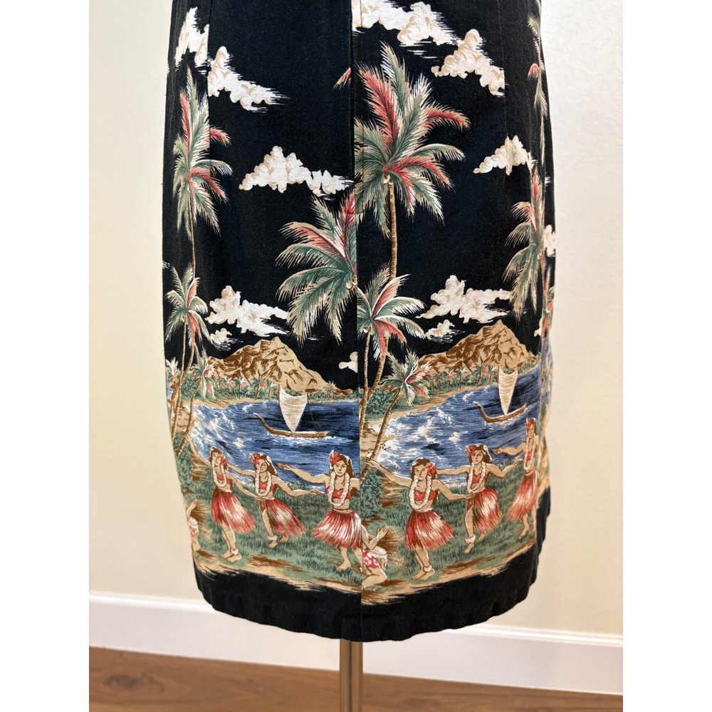 Vtg 90s Shannon Marie Shift Dress Womens XL/14 Black Hawaiian Hula Print - Picture 6 of 7